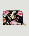 81026 FLORAL ON BLACK ZIPPER WALLET