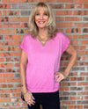 MADE IN ITALY 810761 V NECK T SHIRT FUCHSIA