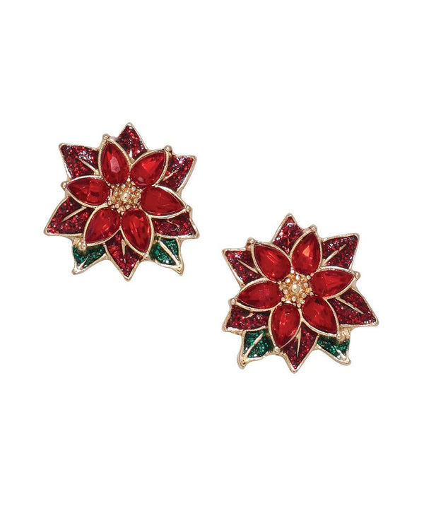 PERIWINKLE CRYSTAL & GLITTER POINSETTIA EARRINGS 8120553