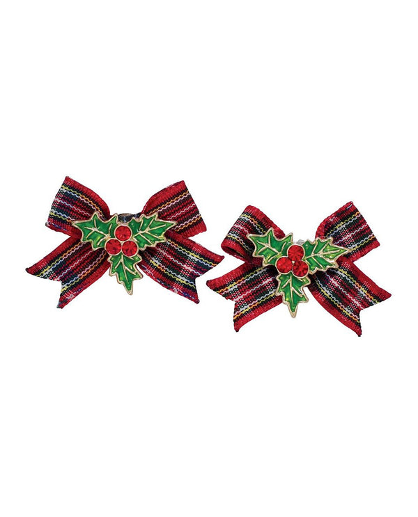 PERIWINKLE PLAID BOWS WITH HOLLY EARRING 8120558