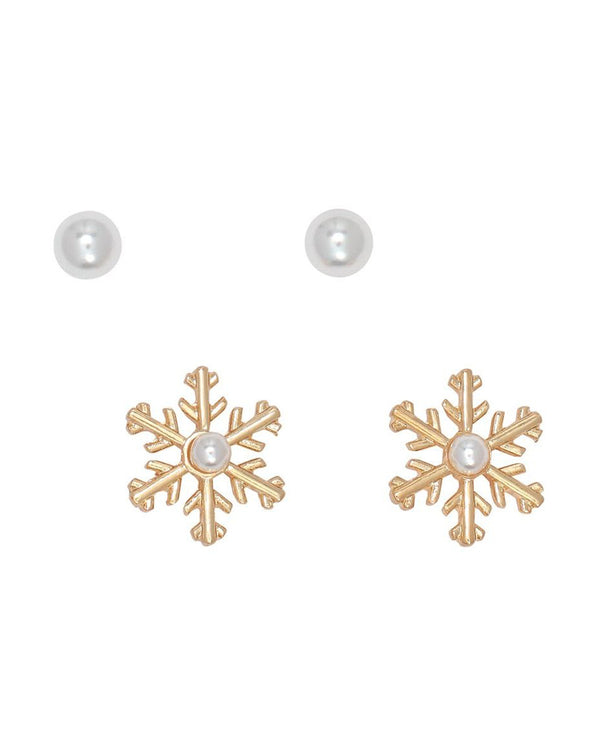 PERIWINKLE PEARL & GOLD SNOWFLAKE DUO EARRINGS 8121201