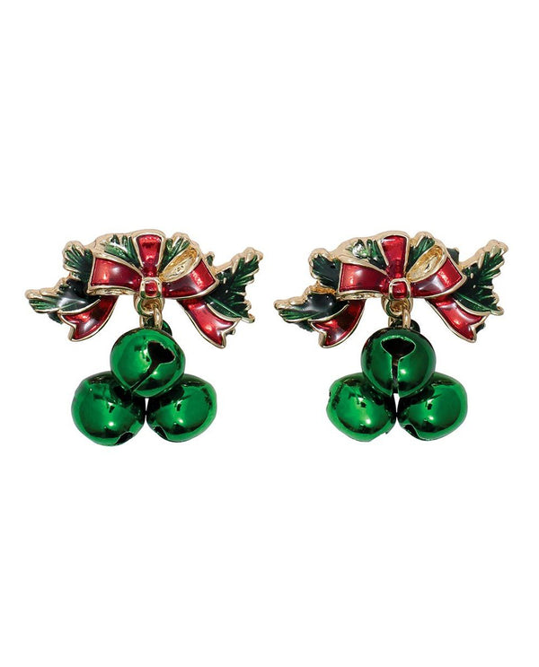 PERIWINKLE RED BOW & JINGLE BELL EARRING 8121208