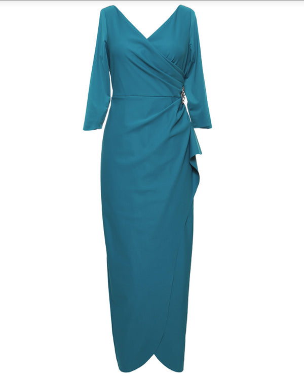 ALEX EVENING 8134310 SURPLICE SHEATH MID TEAL