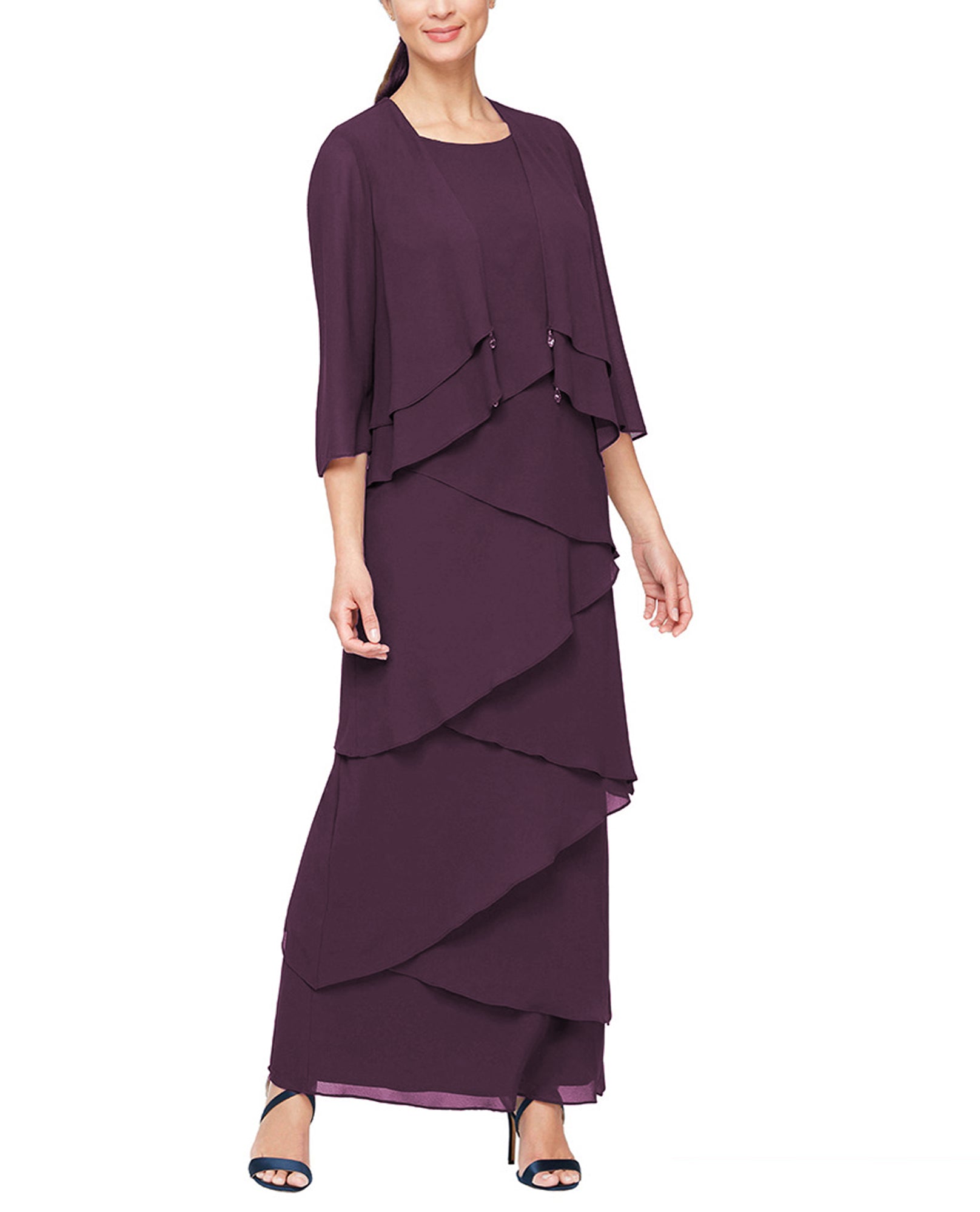 ALEX EVENING 8192001 ASYMMETRICAL TIERED WITH JACKET