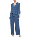 Alex Evenings 8192002 3 Piece Pant Suit With Cascade Jacket WEDGEWOOD BLUE