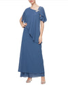 Alex Evenings 8192003 Long Overlay Dress WEDGEWOOD BLUE