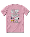 8260S SNOOPY SMELL THE FLOWERS SHIRT PINK
