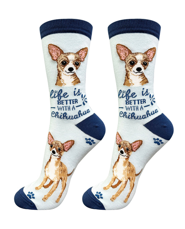 840-10 CHIHUAHUA FAWN LIFE IS BETTER SOCKS