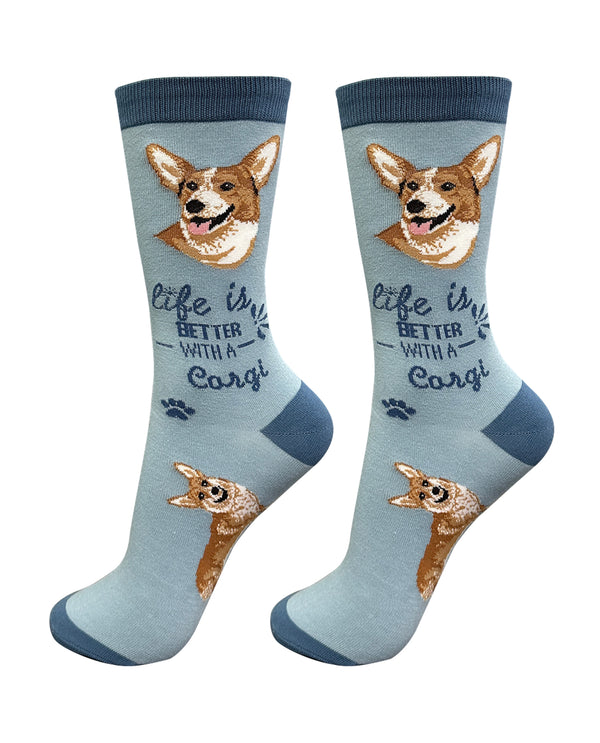 840-100 WELSH CORGI LIFE IS BETTER SOCKS