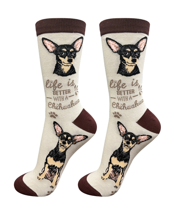 840-11 CHIHUAHUA-BLACK LIFE IS BETTER SOCK