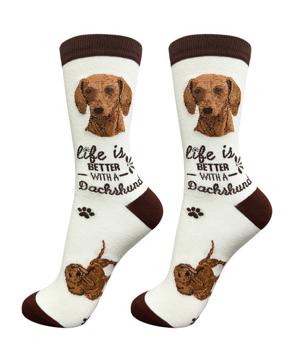 840-13 DACHSHUND-RED LIFE IS BETTER SOCK