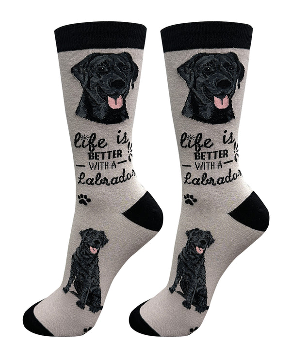 840-21 LABRADOR-BLCK LIFE IS BETTER SOCK