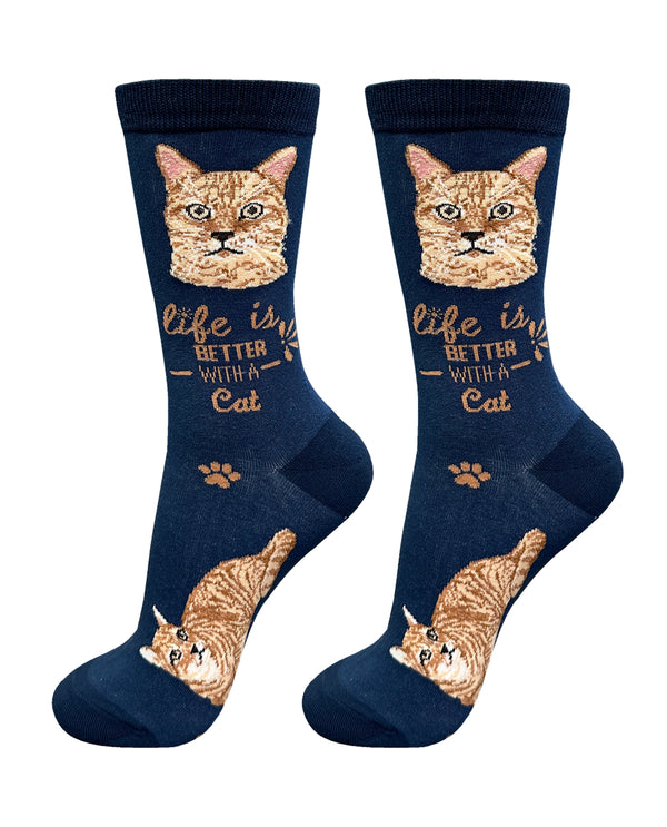 841-9 TABBY-ORANGE LIFE IS BETTER SOCK