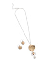 K&K 85113A HAMMERED GOLD DISC NECKLACE SET