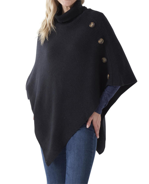 85196A PONCHO WITH BUTTONS BLACK