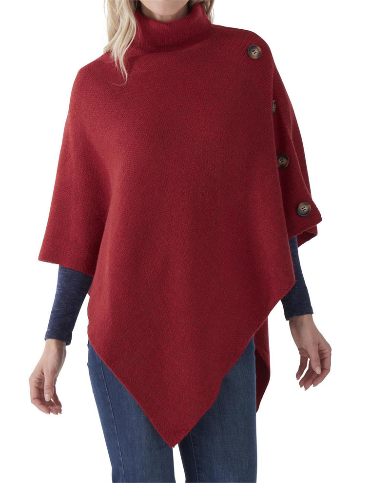 85196A PONCHO WITH BUTTONS RED