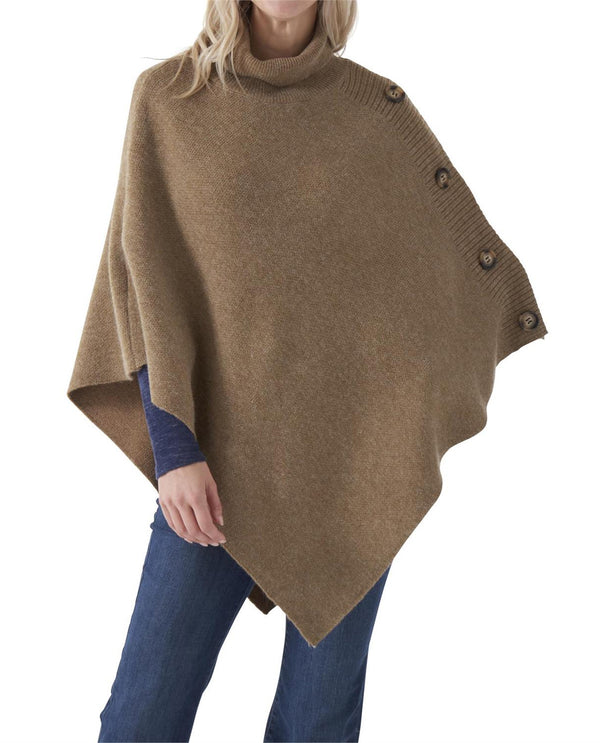 85196A PONCHO WITH BUTTONS TAN