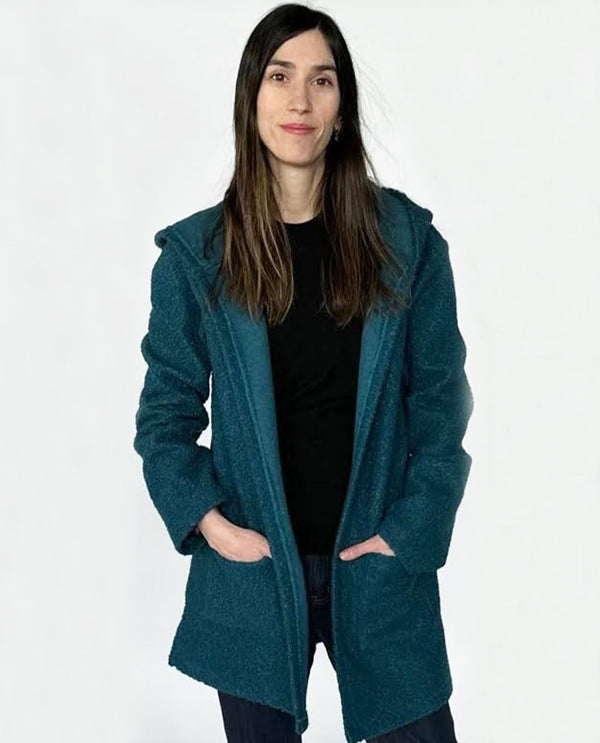 ISCA 8551-1640-1-2  BOUCLE HOODED JACKET teal