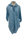 NEW LABEL 88511 STAR HOODED TUNIC LT. BLUE