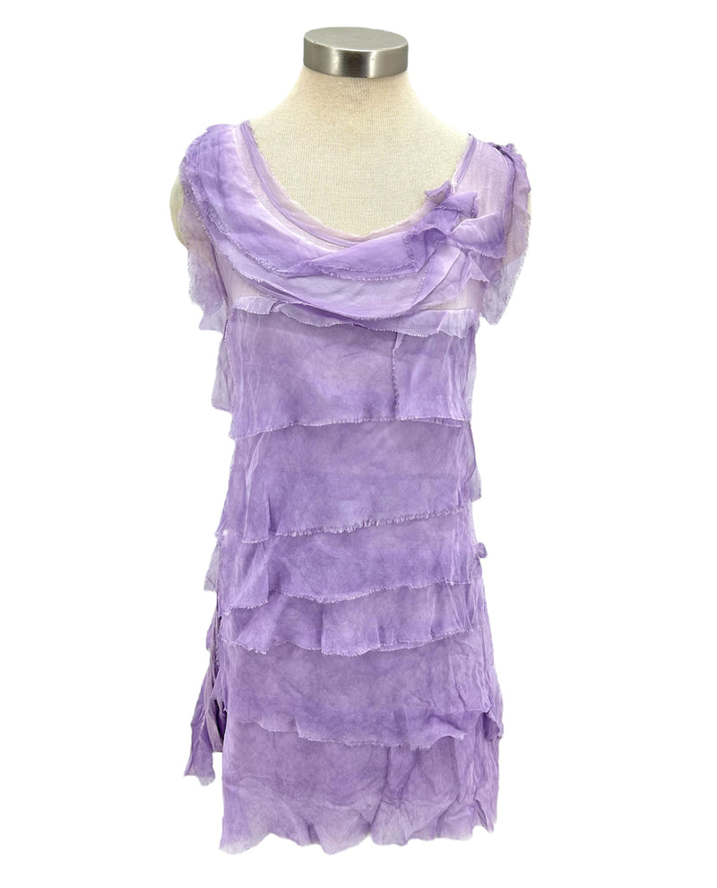 MADE IN ITALY 8900 LAYERED RUFFLE DRESS SHORT LAVENDER