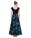 SLNY 9141141 GOWN WITH FLORAL ORGANZA SKIRT NAVY MULTI