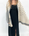 92012-4 GREY DOT CASHMERE FEEL REVERSIBLE SCARF GREY