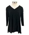 SEA & ANCHOR 9279 USA SHIRRED LONG SLEEVE TUNIC TOP BLACK