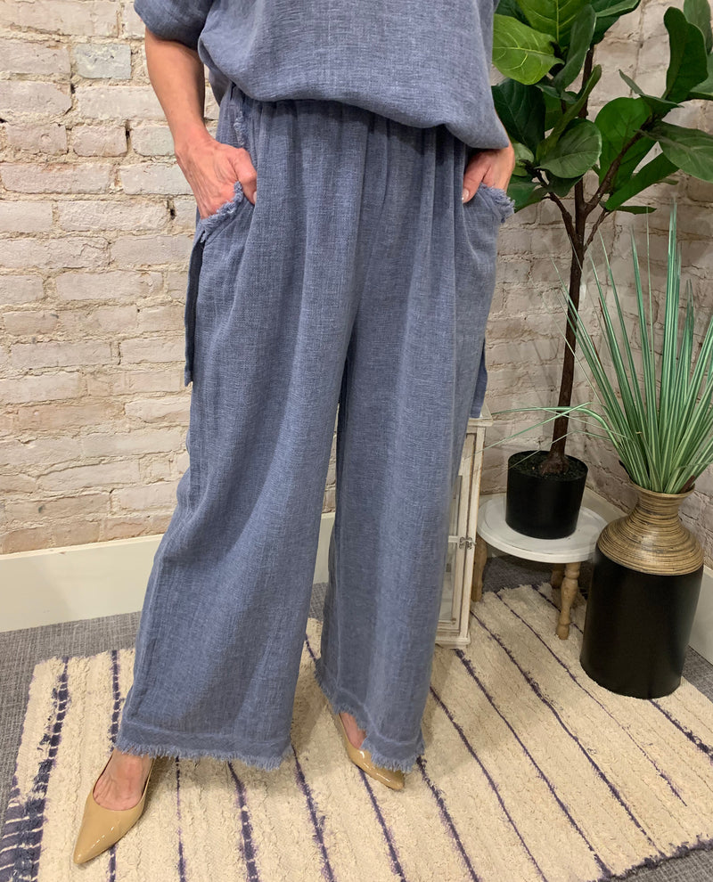 MADE IN ITALY 9339 GAUZE PANT BLUE