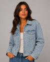 A-AJ935 SHREDDED DENIM JACKET WITH STONES light wash