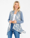 A. GAIN 20130L595 OPEN FRONT RIBBED CARDIGAN TEAL
