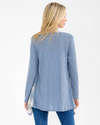 A. GAIN 20130L595 OPEN FRONT RIBBED CARDIGAN TEAL