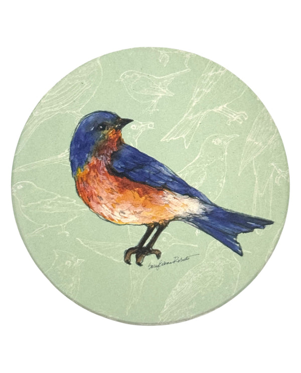 ABSORBENT CERAMIC BIRD COASTER BLUEBIRD