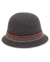 ADORA AD1330 WOOL CLOCHE STRIPE TRIM HAT GREY