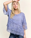 ADORA CET3907 CROCHET 3/4 SLEEVE TOP blue