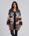 ADORE 2643 MIXED MEDIA FAUX FUR COAT BROWN MULTI