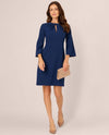 ADRIANNA PAPELL AD1D106370 BELL SLEEVE CREPE SHORT DRESS NAVY