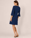 ADRIANNA PAPELL AD1D106370 BELL SLEEVE CREPE SHORT DRESS NAVY BACK