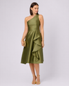 ADRIANNA PAPELL AD5E212246 ONE SHOULDER MIKADO MIDI JUNGLE OLIVE