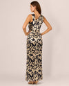 ADRIANNA PAPELL AP1E211044 ASYMETRIC FOIL GOWN NAVY/GOLD BACK
