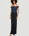 ADRIANNA PAPELL AP1E212075 BEADED CREPE OFF SHOULDER DRESS midnight