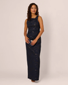 ADRIANNA PAPELL AP1E212284 SLEEVLESS JAQUARD GOWN NAVY