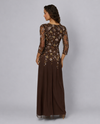 ADRIANNA PAPELL AP1E212306 BEADED MESH LONG DRESS chocolate 