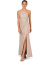 ADRIANNA PAPELL AP1E212660 SEQUIN JACQUARD ONE SHOULDER MARBLE