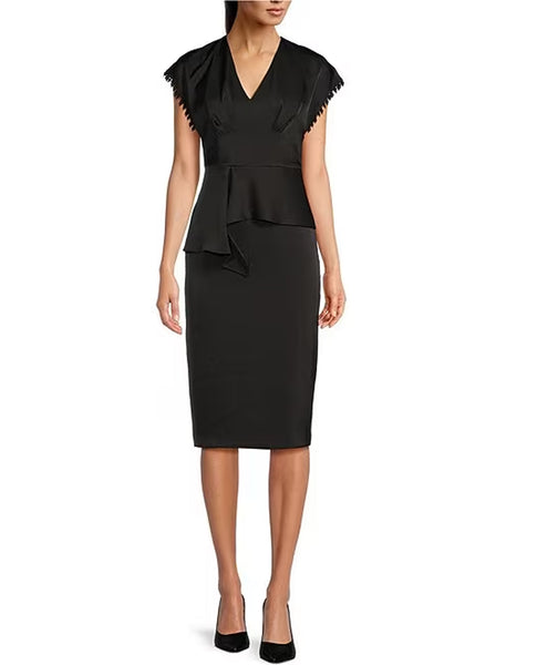 aidan mattox satin midi dress Aidan Mattox Crystal-Embellished Crepe Back Satin Midi Dress
