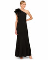 AIDAN MATTOX MD1E204326 ONE SHOULDER CREPE GOWN BLACK