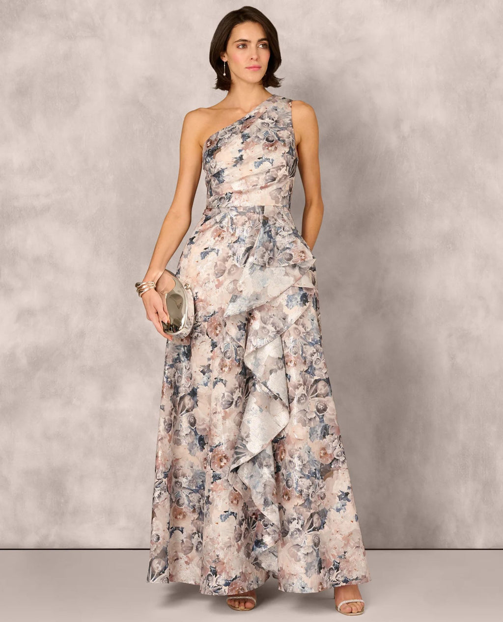one shoulder jacquard dress AIDAN MATTOX PRINT GOWN 90% polyester SIMKHAI Women's Dahlia Lace My Actual Bust is:50