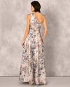 AIDAN MATTOX MD1E209791 ONE SHOULDER JACQUARD PRINT GOWN BLUE MULTI BACK