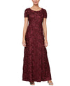 ALEX EVENINGS 112788 SOUTACHE GOWN merlot