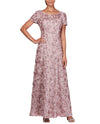 ALEX EVENINGS 112788 SOUTACHE GOWN rose