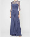 ALEX EVENINGS 132833 BEADED ILLUSION MESH SHEATH GOWN VIOLET